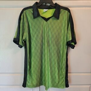 90s Y2K Street Culture Black Green Holographic Short Sleeve Top
